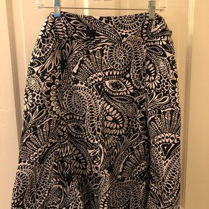 Ann Taylor Blue & White Cotton Flare Skirt Size 12